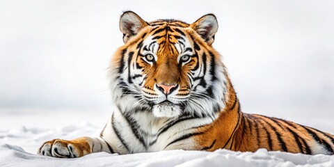 Majestic Amur Tiger on White Background - Stunning Wildlife Photography of Endangered Species, Big Cats, and Nature Conservation - Perfect for Educational, Editorial, and Artistic Use