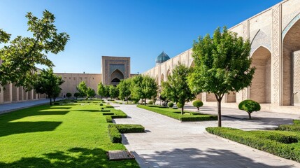 Fototapeta premium Sunlit Courtyard Garden