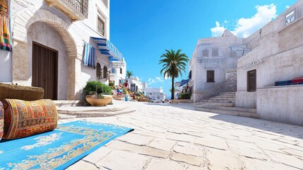 Fototapeta premium Sunny Mediterranean Village Street