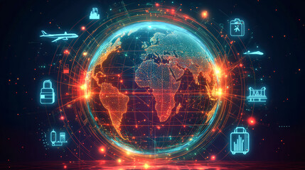 Obraz premium abstract background with globe indicating worldwide travel business