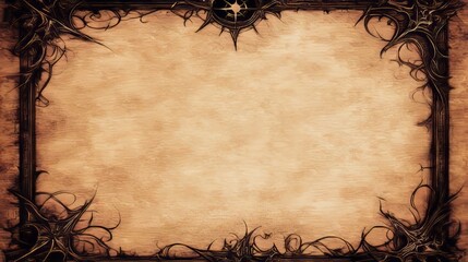 Antique Parchment Border Design with Gothic Frame