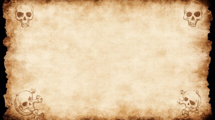 Antique Parchment Paper with Skull and Crossbones Design