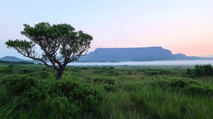 Fototapeta premium Table Mountain Sunrise with Fog