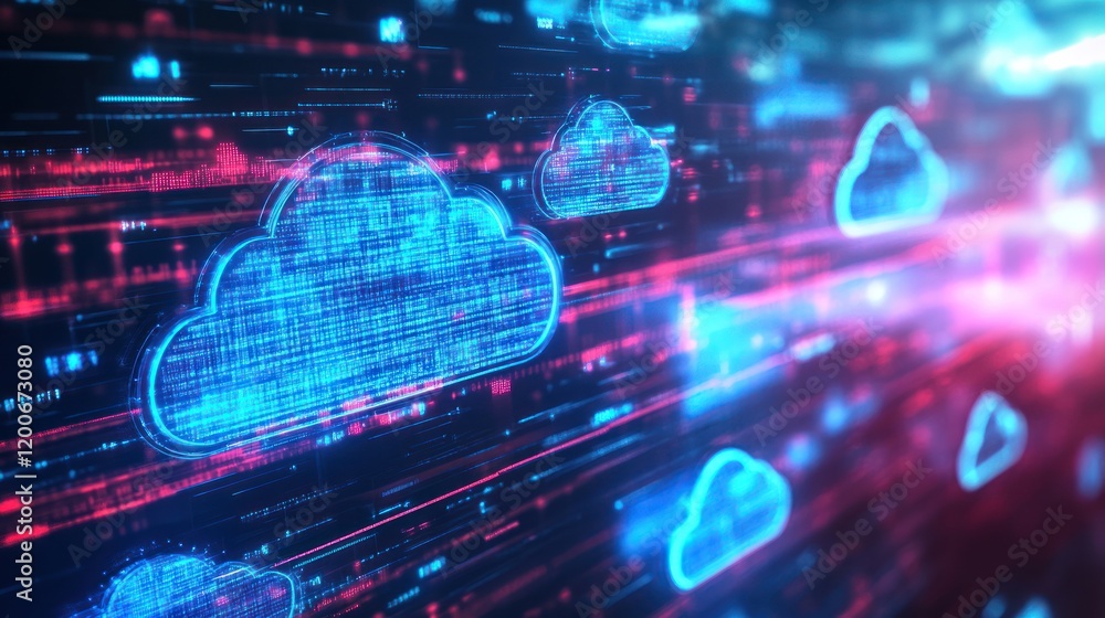 Aufkleber abstract digital cloud computing network