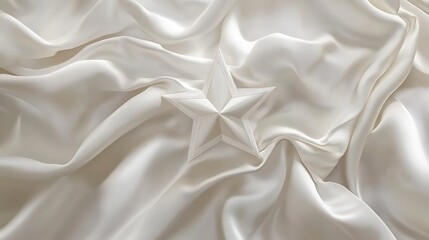 Obraz premium White star on creamy silk fabric background