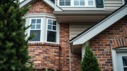 Obraz premium Brick House Exterior: Stunning Residential Architecture and Real Estate Photography