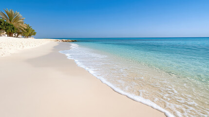 Obraz premium serene beach scene in Dubai with gentle waves and soft sand