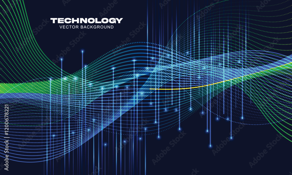Poster abstract modern technology digital futuristic concept dynamic mesh blue wave lines with arrows lines