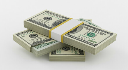 Stacks of Hundred Dollar Bills Finance Wealth Money Currency Cash Business Banking Investment