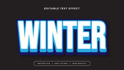 winter editable text effect with black white blue bold gradient style