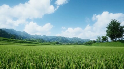 Obraz premium Tranquil Rice Paddy Landscape