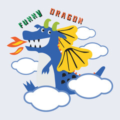 funny dragon design cartoon vector illustration