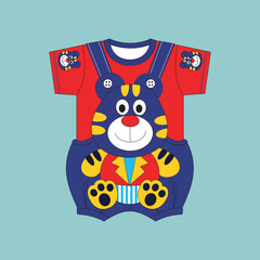 cute tiger in clothes model,design cartoon vector illustration