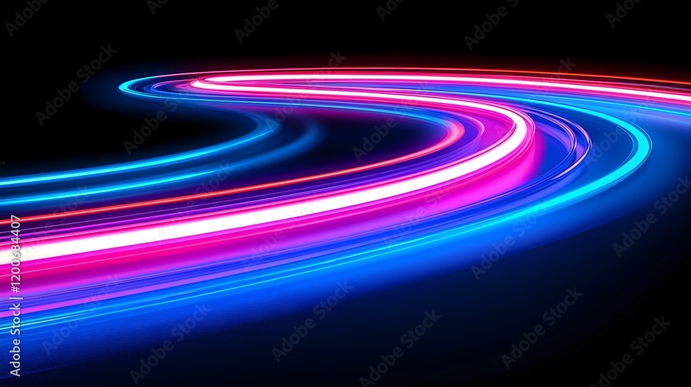 Aufkleber dynamic abstract light trail, vibrant colors weaving through space, creating a sense of movement and