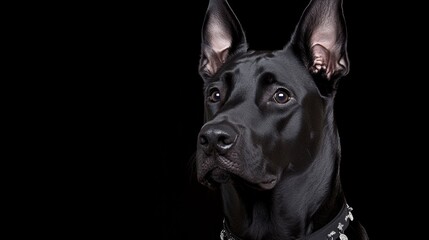 Black Dog Portrait Studio Shot Dark Background Canine
