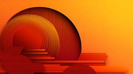 Obraz premium Abstract Orange and Red Geometric Shapes Design