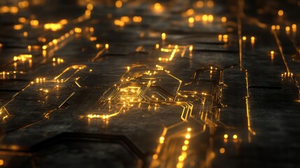 Glowing circuit board texture, abstract technology background.