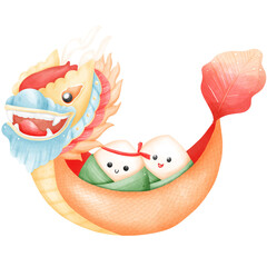 Watercolor Dragon Boat  Chinese festival 