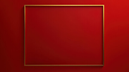 A simple gold-framed picture frame against a vibrant red wall.