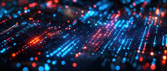 Obraz premium Abstract Digital Data Stream: Neon Blue and Red Light Trails
