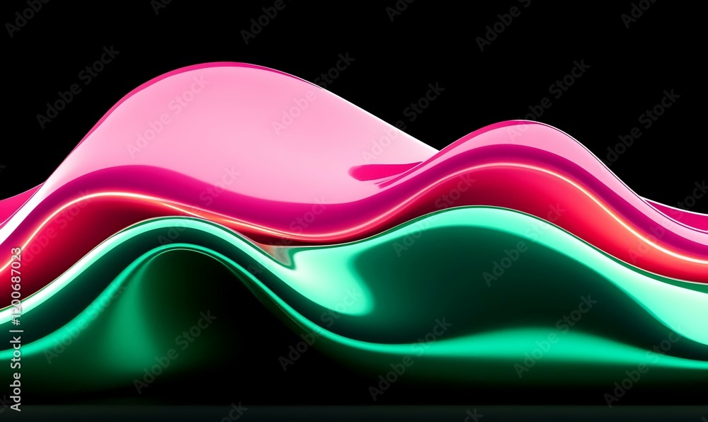 Poster vibrant abstract harmony, a dynamic interplay of green and pink creating an energetic and captivatin