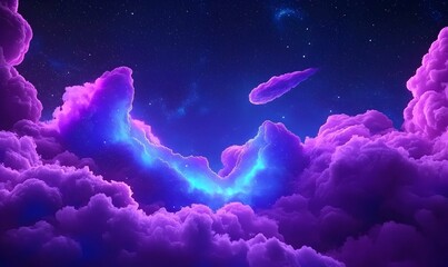 Obraz premium Vibrant Aurora Borealis Dancing in the Night Sky, Colorful Waves of Green and Purple Illuminating the Starry Landscape