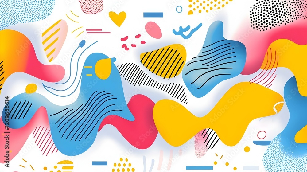 Aufkleber softly colored geometric shapes intertwine, creating a harmonious blend of abstract forms that evoke