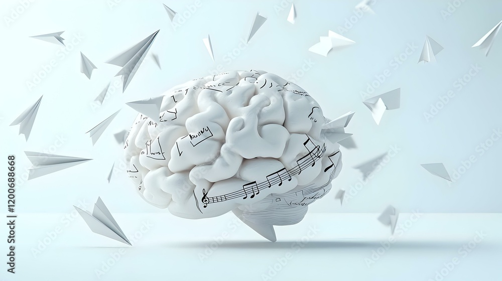 Poster abstract representation of left and right brain functions illustrating cognitive duality, creativity