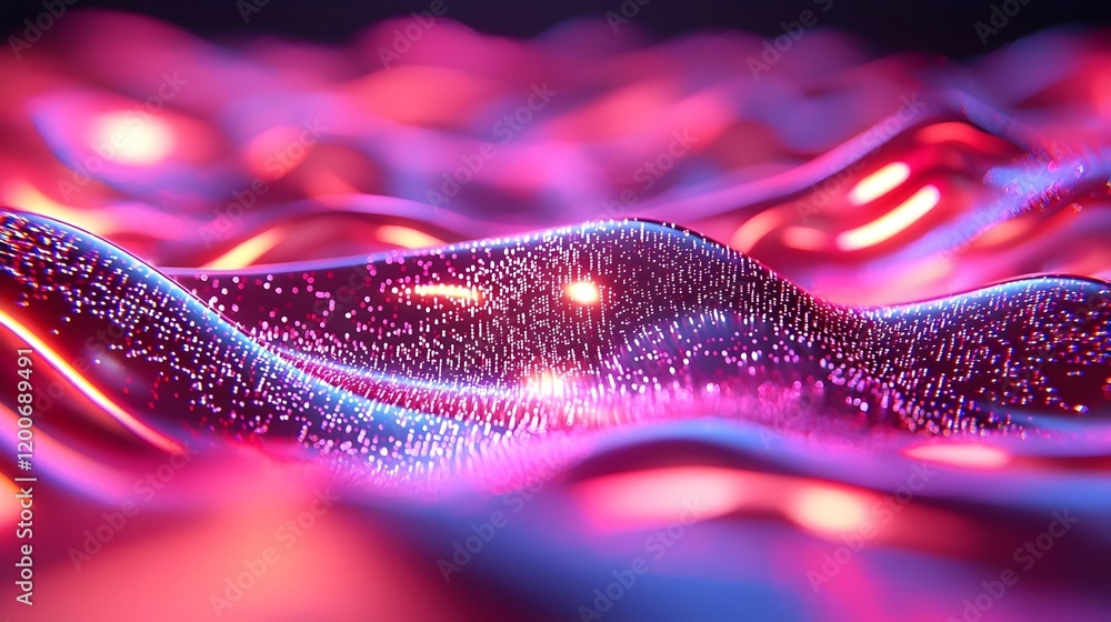 Poster data symphony, an intricate visual metaphor illustrating the dynamic movement and interaction of dat