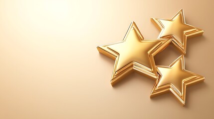 Obraz premium Three Golden Stars on Beige Background