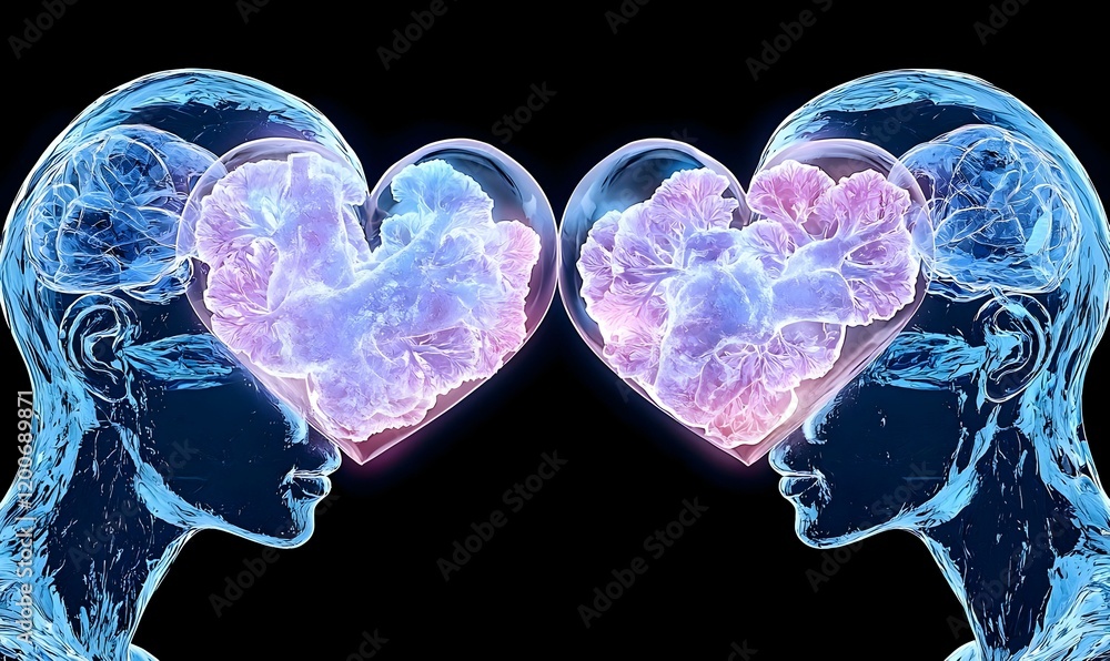 Poster unity in motion, two intertwined figures embodying connection and harmony, vibrant colors and dynami
