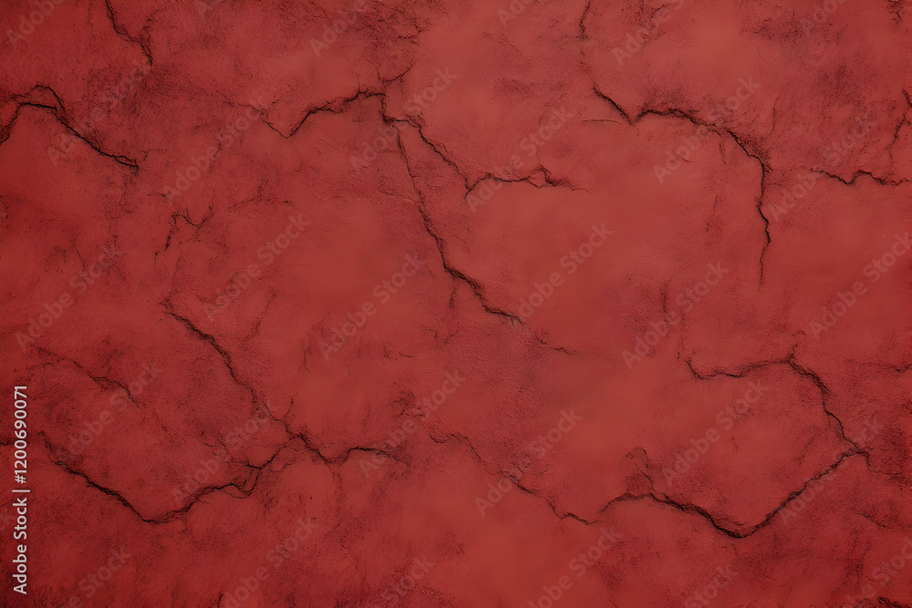 Poster red cracked wall texture shows weathered surface with fissures and rough texture for design elements