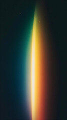Abstract Light Beam Shines Through Dark Space with Colorful Gradient and Glitter Particles