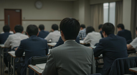試験を受ける学生たち。受験・テスト・入試｜Students taking exams. Exams, tests, entrance exams.
