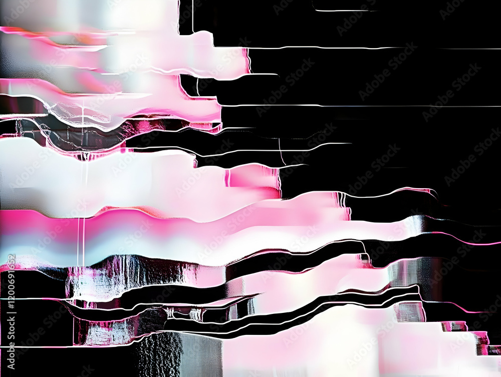 Poster abstract pink and white layers intertwined with black lines create a dynamic visual