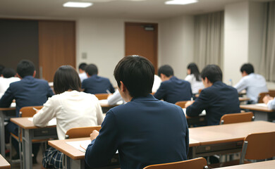 教室・勉強・学生・テスト試験｜Classroom. Study. Students. Test exam.