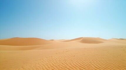 Serene Desert Oasis, tranquil landscape showcasing soft sandy hues, gentle dunes, and a peaceful atmosphere under a vast sky