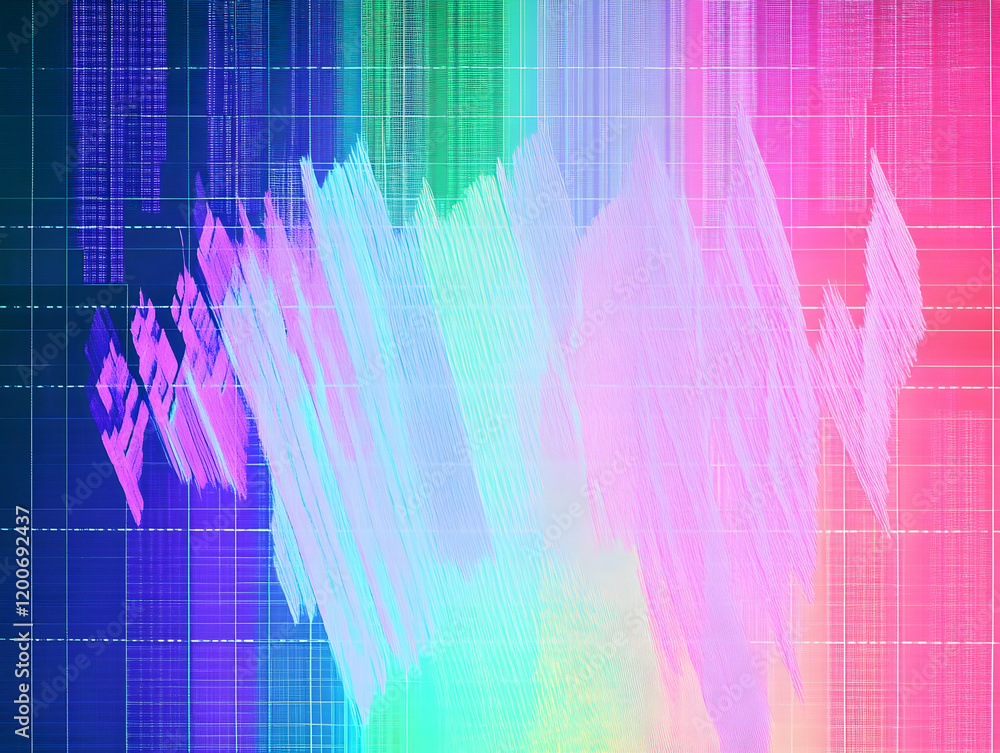 Poster Abstract Background Shows Colorful Brushstrokes and Grid Pattern Dynamically Intertwined