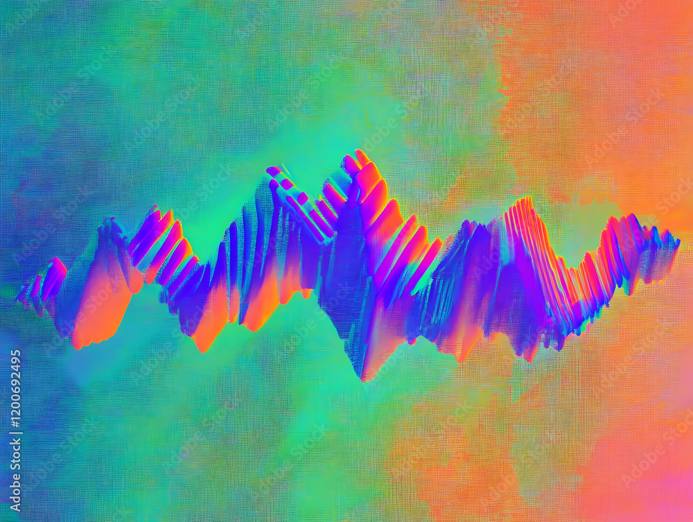 Poster vivid abstract background displays colorful waves on textured canvas dynamically