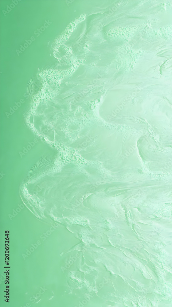 Aufkleber abstract mint green liquid background with gentle ripples and soft foam texture for a refreshing vis