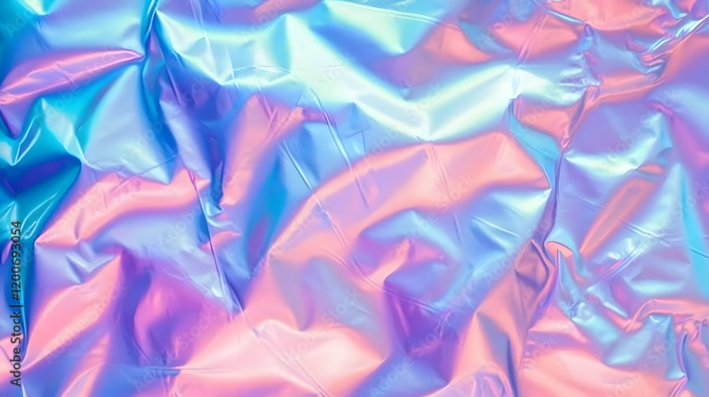 Aufkleber iridescent holographic wrinkled foil creates abstract vibrant gradient background texture with paste