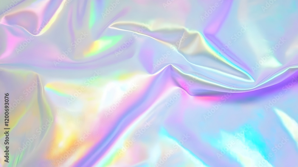 Poster iridescent holographic abstract background creates colorful waves smoothly