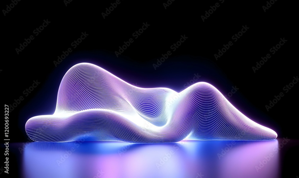 Poster digital waveforms intertwine, showcasing numerical data in a striking blue hue, embodying the fusion