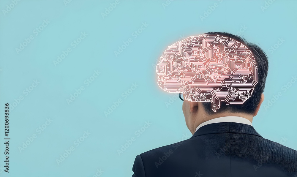 Poster futuristic vision of ai-enhanced intelligence, a digital representation showcasing the integration o