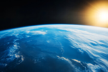 Stunning View of Earth from Space Highlighting Atmosphere and Sunlight at Dawn
