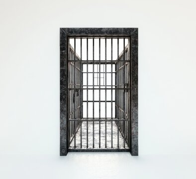 Metal prison cell door, bars, jail, incarceration.