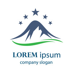 high and snowy mountain logo design