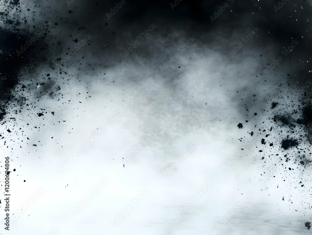 Poster abstract background creates a dramatic scene with black particles and fog effect perfectly