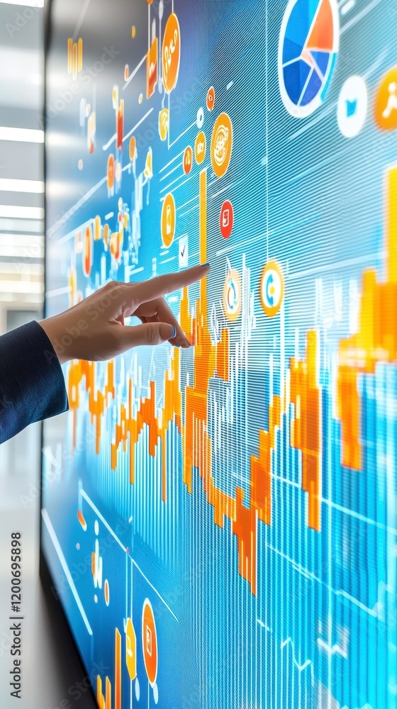 Poster data analysis action business office digital display modern environment close-up view technology ins