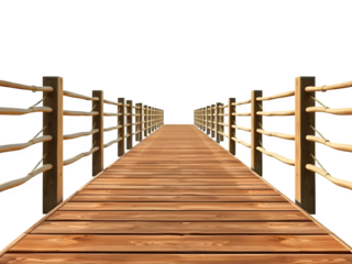 Wooden Dock Path with Rustic Fence Leading to the Horizon